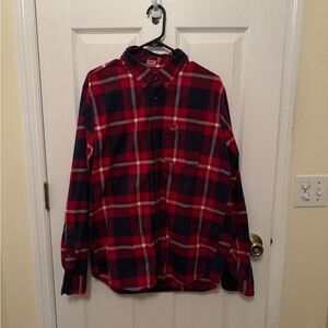 Hollister Red and Blue Casual Button Down Shirt for Everyday Wear